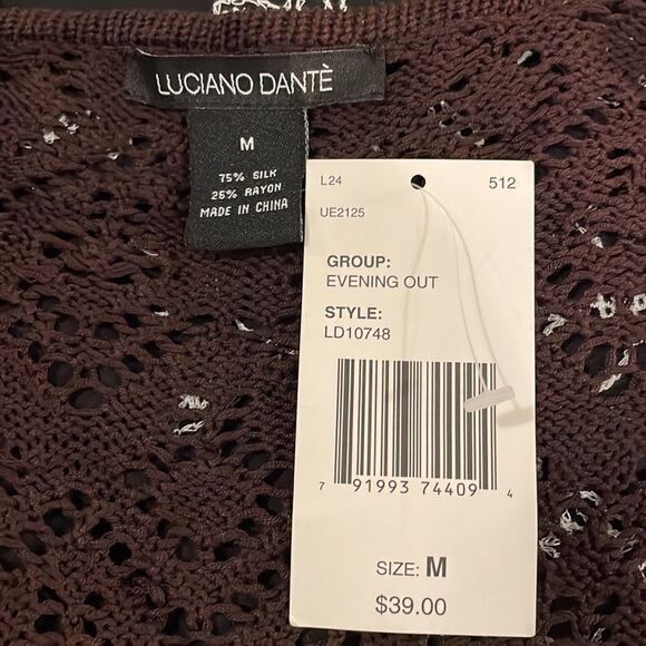 NWT Luciano Dante Silk Blend loose Kint Cardigan Sweater Tip Size M - Picture 6 of 6